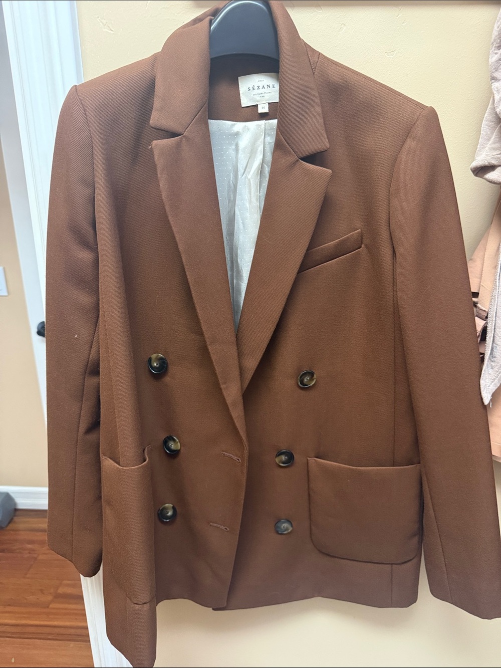 Sézane Women’s Double-Breasted Brown Blazer